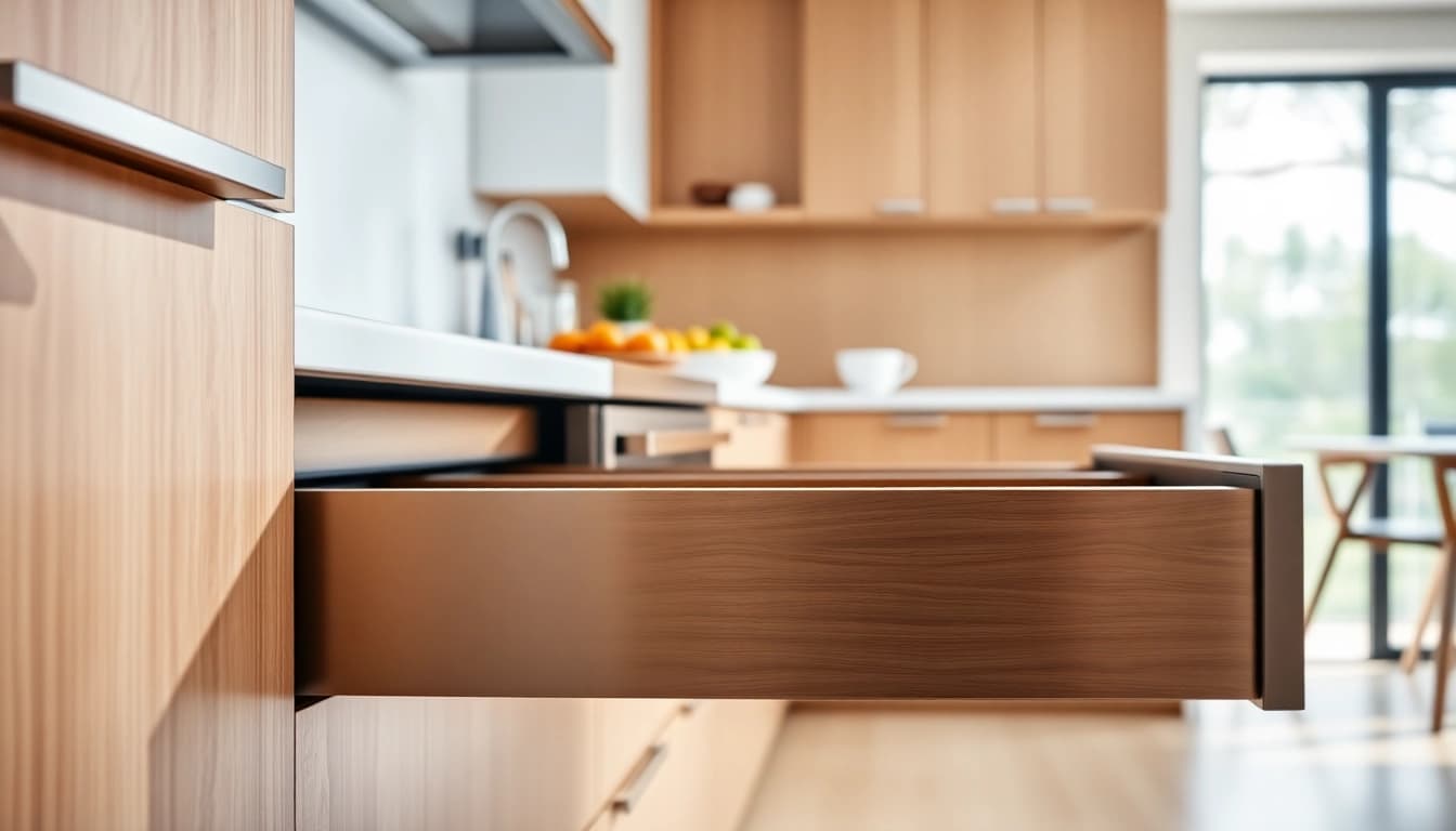 Showcase of a Double Wall Drawer System highlighting smooth functionality and modern design.
