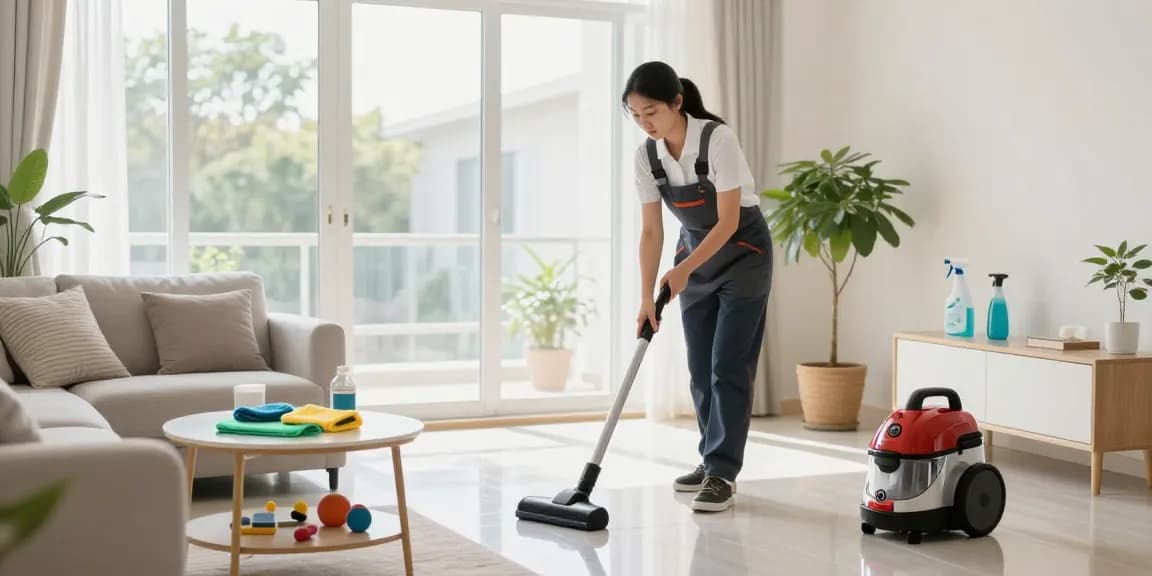 Professional cleaning service showcasing reinigungen bern in a bright, serene living room.
