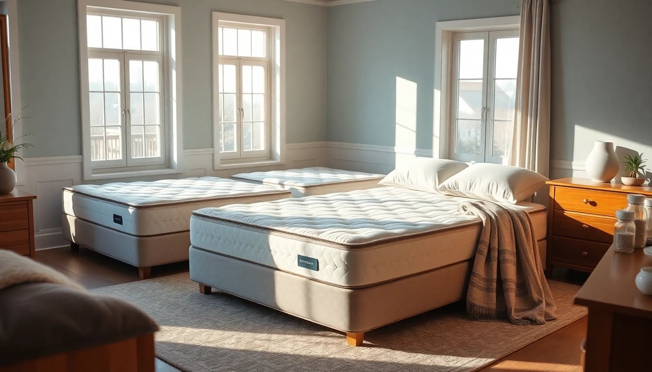 Shop posturepedic mattresses in a serene bedroom showcasing comfort and style.