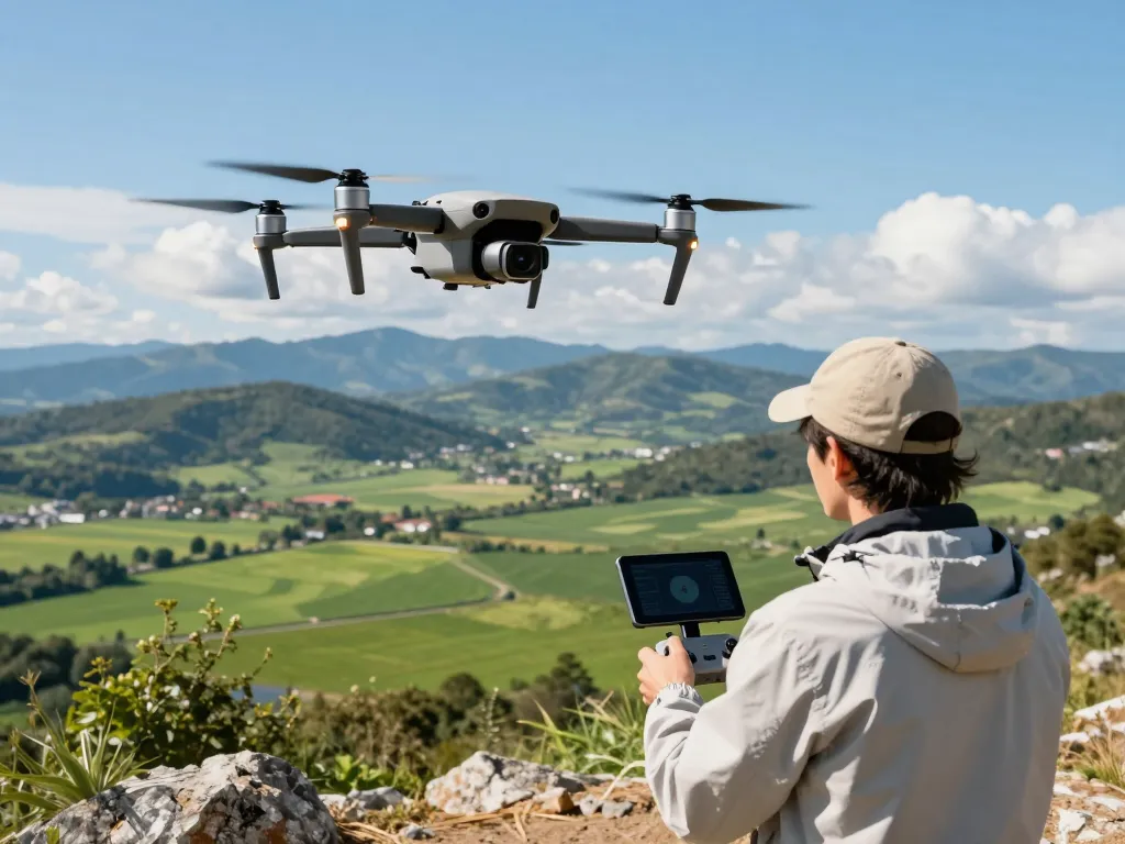DJI Matrice 4D drone in flight over stunning landscape, operated by a professional.