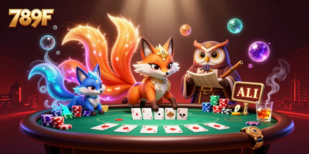 Experience thrilling gameplay at 789F with a vibrant poker scene and enchanting characters.