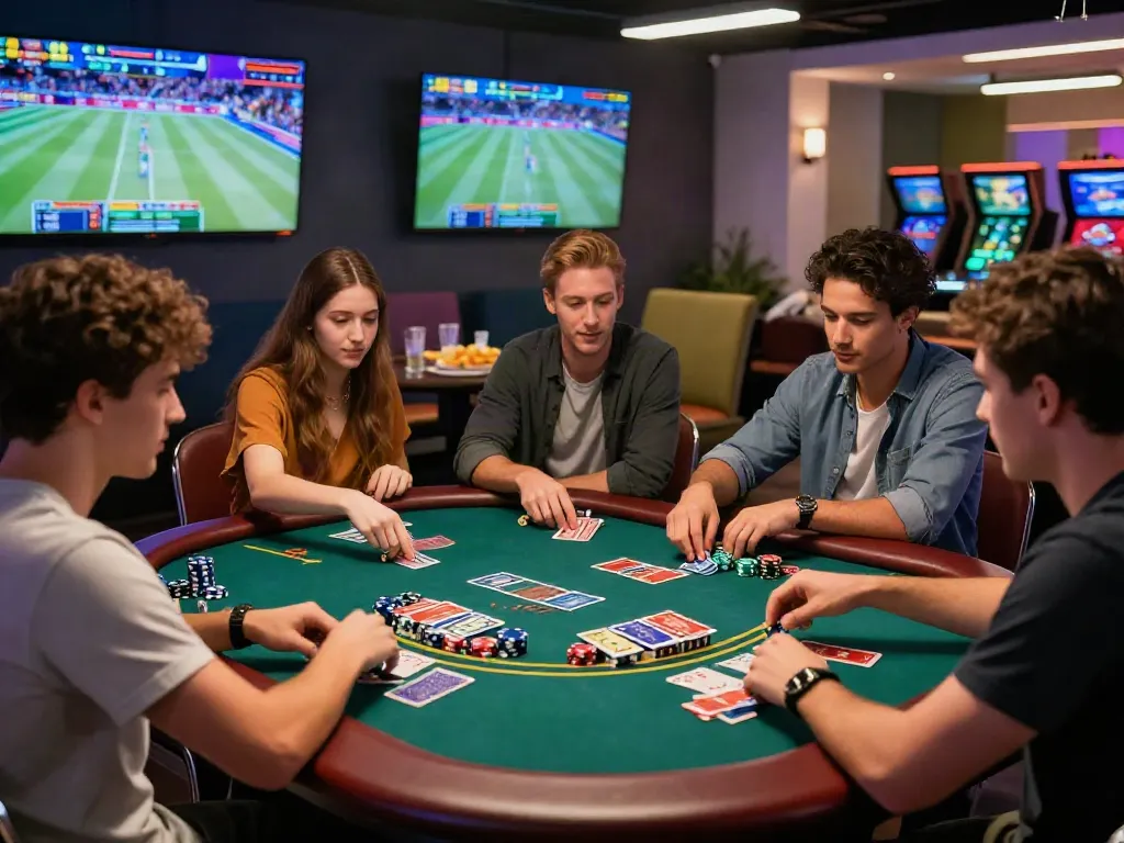 Friends enjoying a thrilling game of blackjack with Link M88 in a modern casino.