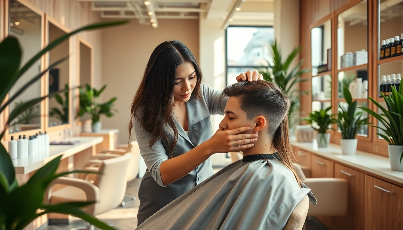 bester Friseur providing a stylish haircut in a modern salon setting.