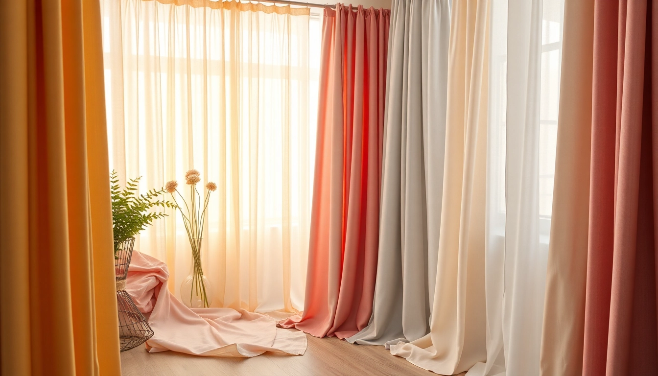 Bekijk stof voor gordijnen in een kleurrijke showroom vol luxe stoffen