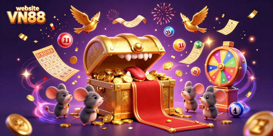 Engaging 3D illustration showcasing the excitement of winning at website VN88 lottery games with vibrant elements.