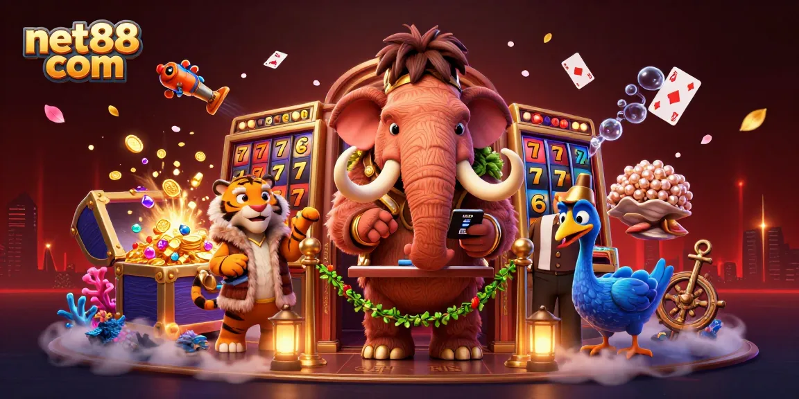 Win big with net88 com at this vibrant casino scene featuring cartoon animals!