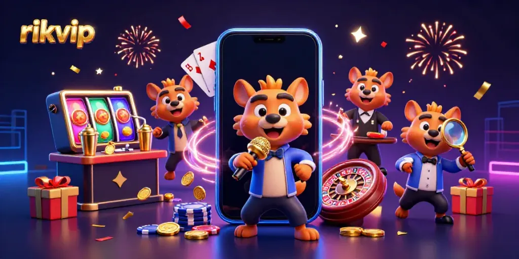 Experience exciting gameplay at rikvip with lively hyenas entertaining at a vibrant casino.
