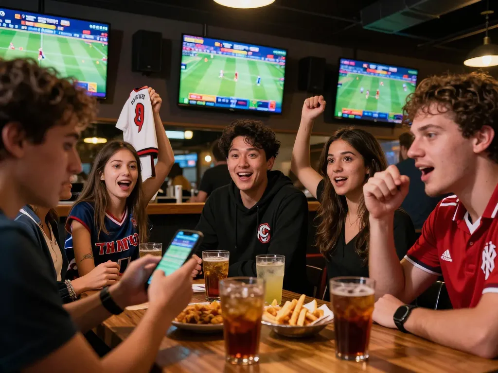 Experience the thrill of tỷ lệ nhà cái in sports betting with friends at a lively bar.