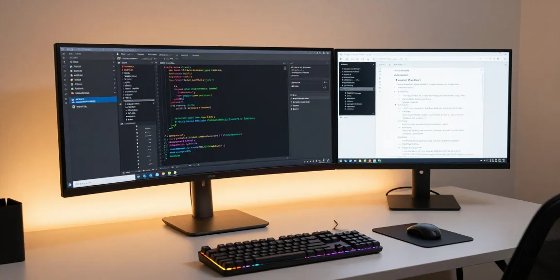 Gi8 software development tools on a modern workspace setup, featuring coding screens and tech gadgets.