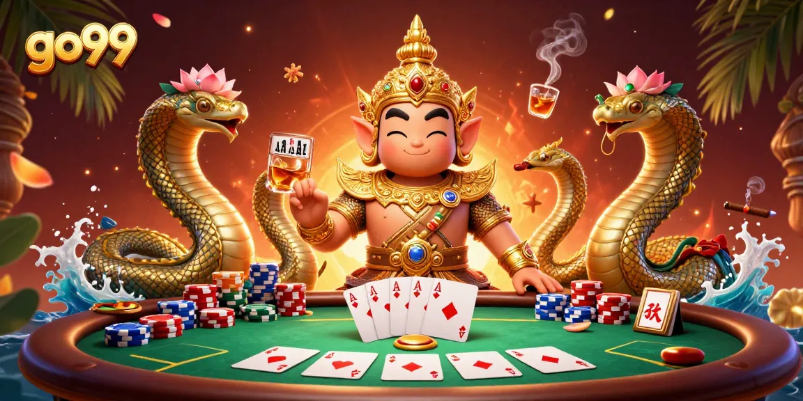 Place your bets at go99 with our thrilling cartoon casino scene full of poker excitement.