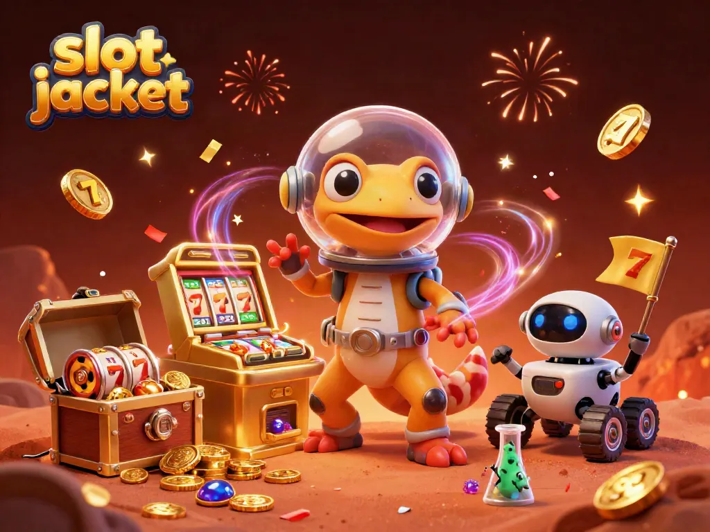 Mengalami keseruan permainan slot jackpot di kasino berkelas dengan simbol keberuntungan dan koin emas.