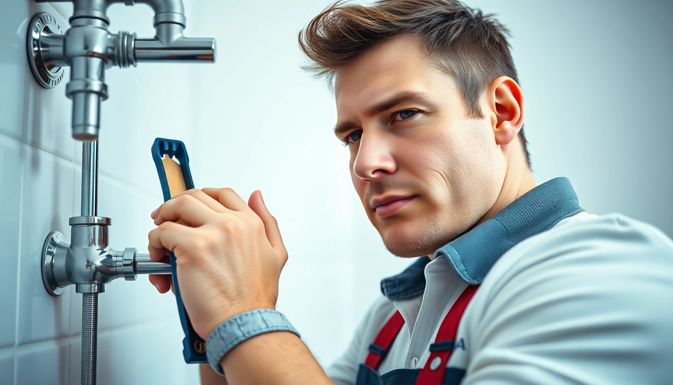 Experienced plumber west vancouver working efficiently in a modern bathroom.