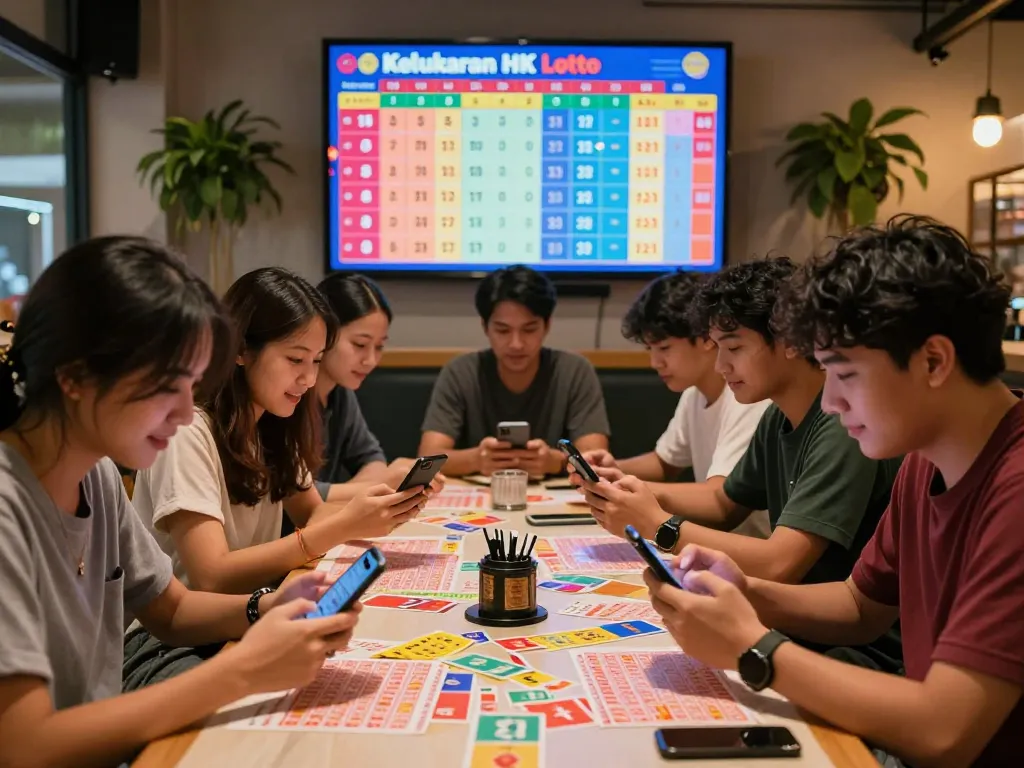Hasil Keluaran HK Lotto ditampilkan di sebuah kafe yang ramai dengan teman-teman yang mendiskusikan taruhan mereka.