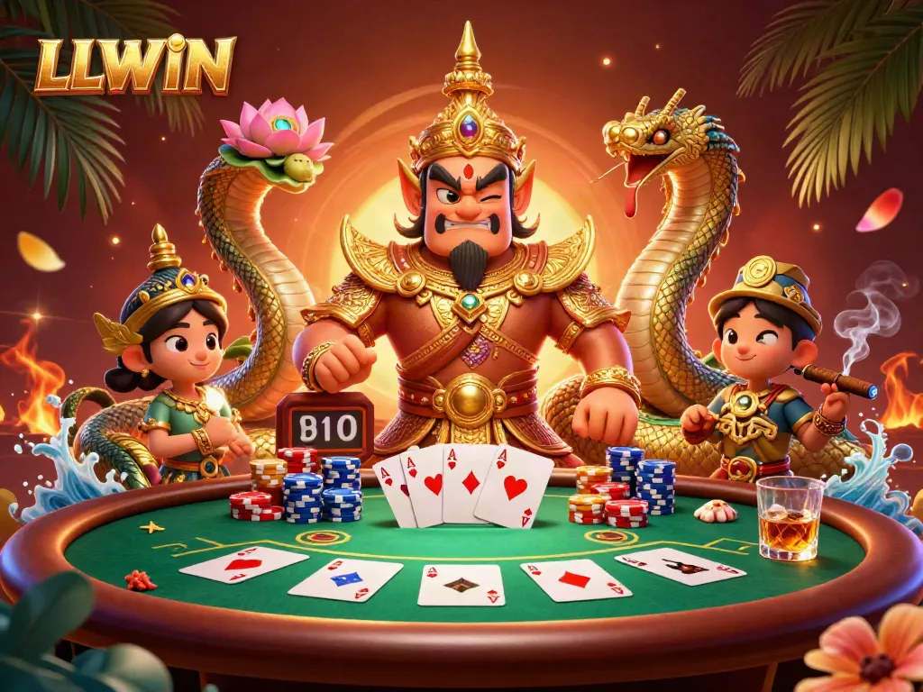 Experience thrilling moments at LLWIN's online poker tables with captivating guardians.