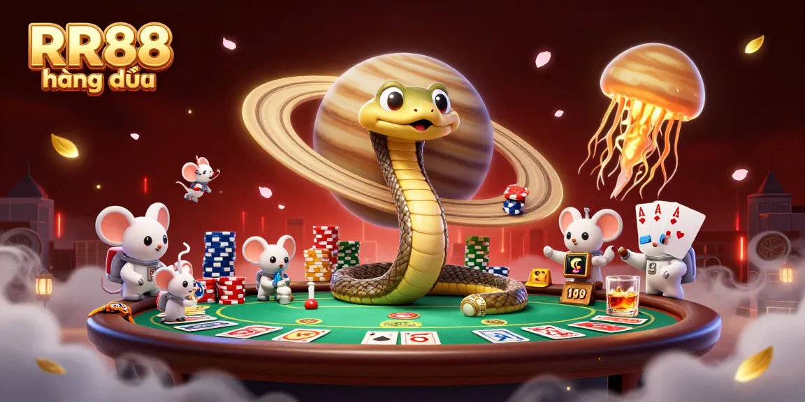 Experience thrilling gambling at RR88 hàng đầu in this dynamic 3D cosmic scene.