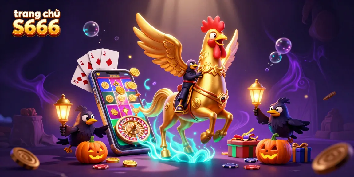 Experience the vibrant action of trang chủ S666 with a golden rooster and dynamic casino elements.