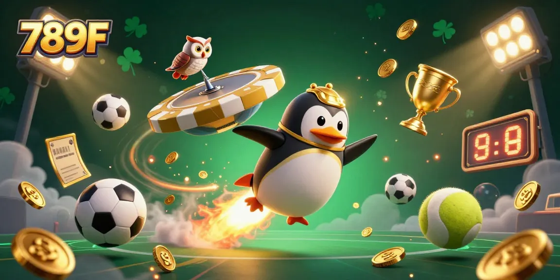 Experience the thrill of 789F with a dynamic 3D illustration showcasing sports betting action in a vibrant atmosphere.