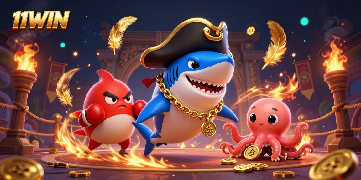 Experience thrilling wins with 11WIN's animated pirate casino adventure featuring unique characters.