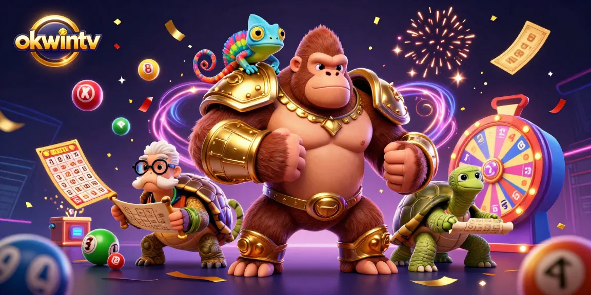 Experience exciting gameplay at okwintv with vibrant lottery balls and carnival-themed characters!