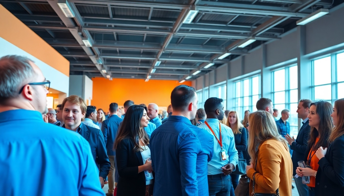 Engaged individuals sharing insights at a vibrant construction networking events.