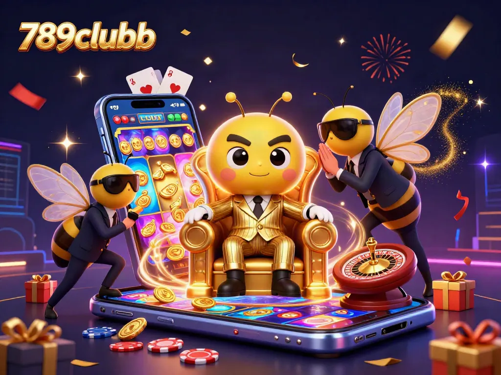 Experience winning spins with 789clubb in this vibrant casino-themed illustration.