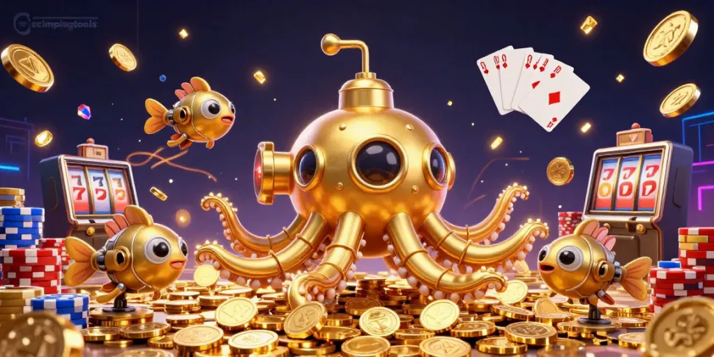 Experience winning connections with crimpingtools in a vibrant casino-like scene filled with riches and excitement.