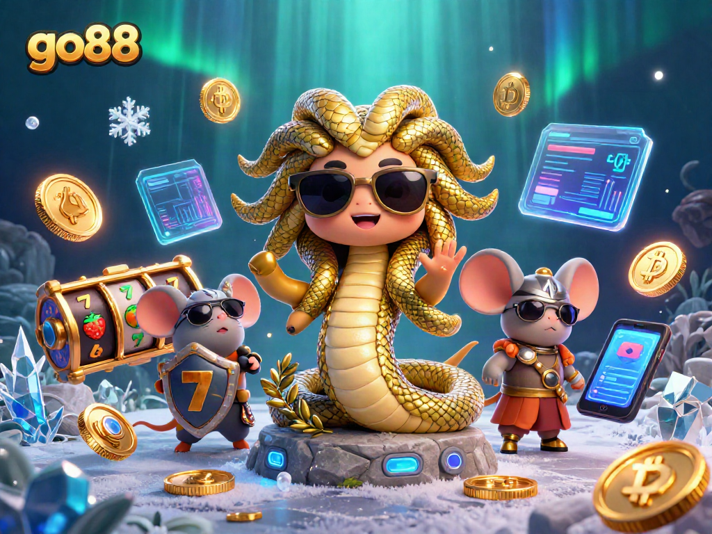 Join the excitement at go88 with slot reels and Medusa amidst Bitcoin coins