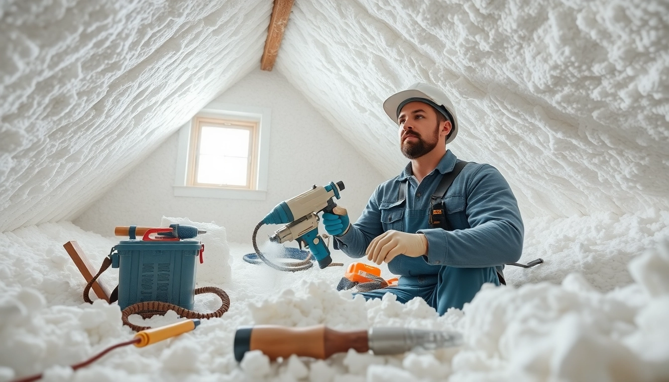 Showcasing spray foam insulation removal cost with a contractor in action, highlighting the challenging task involved.