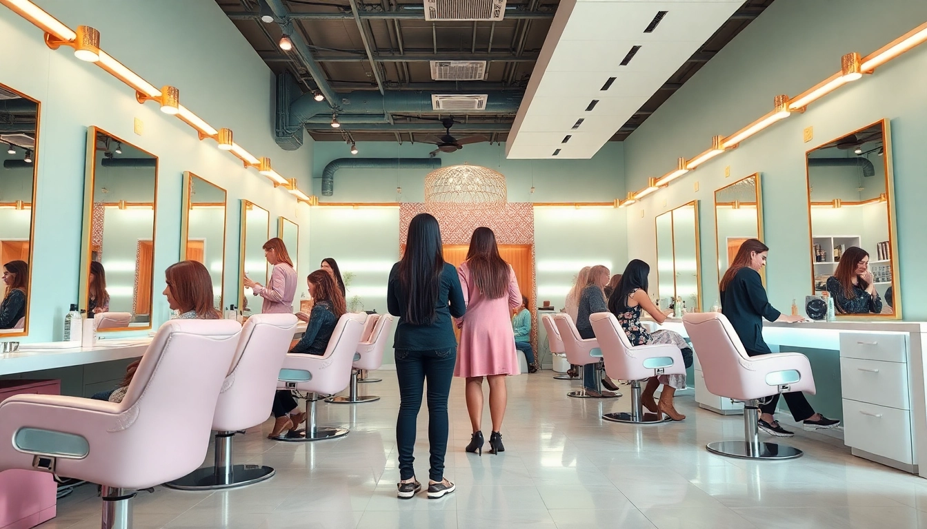 Top rated hair salons showcasing vibrant decor and professional stylists interacting with clients.