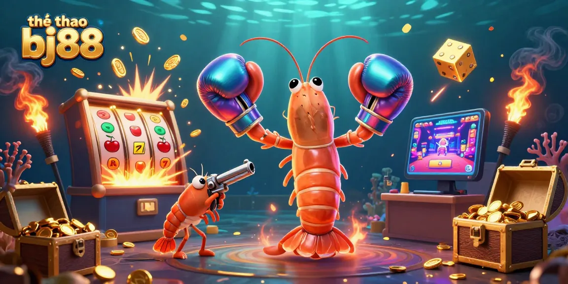 Engage in thể thao bj88 with a vibrant illustration showcasing aquatic characters amid dynamic casino elements.