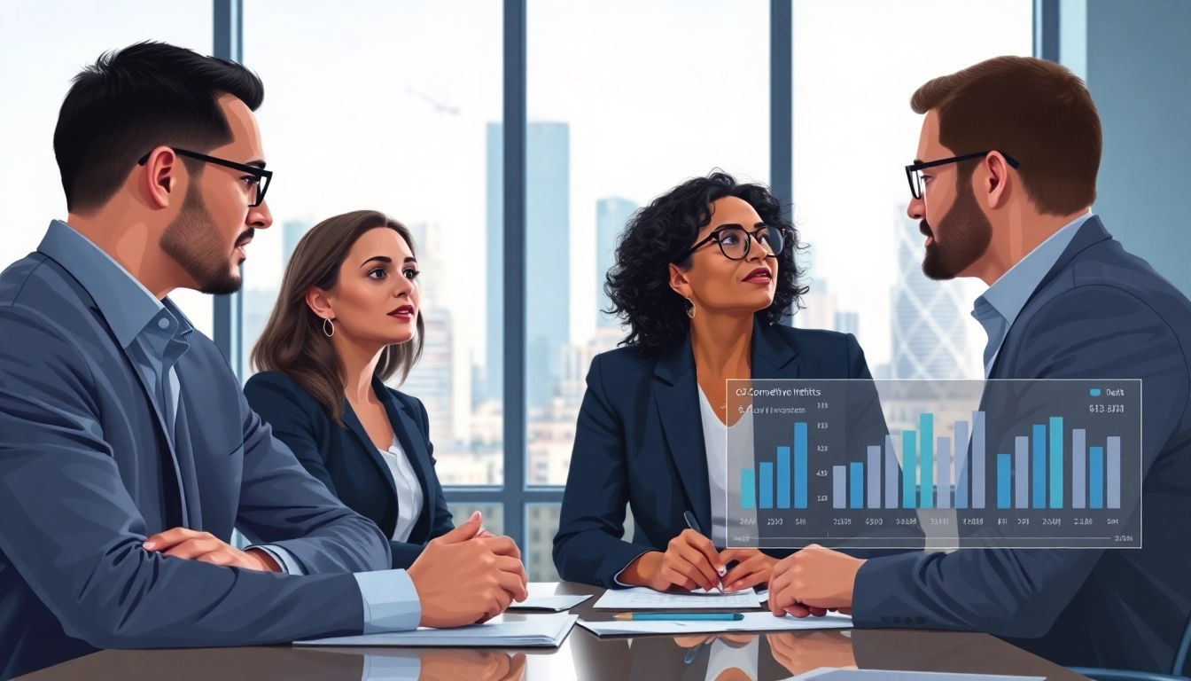Discussing strategies in B2B competitive intelligence during a vibrant meeting.