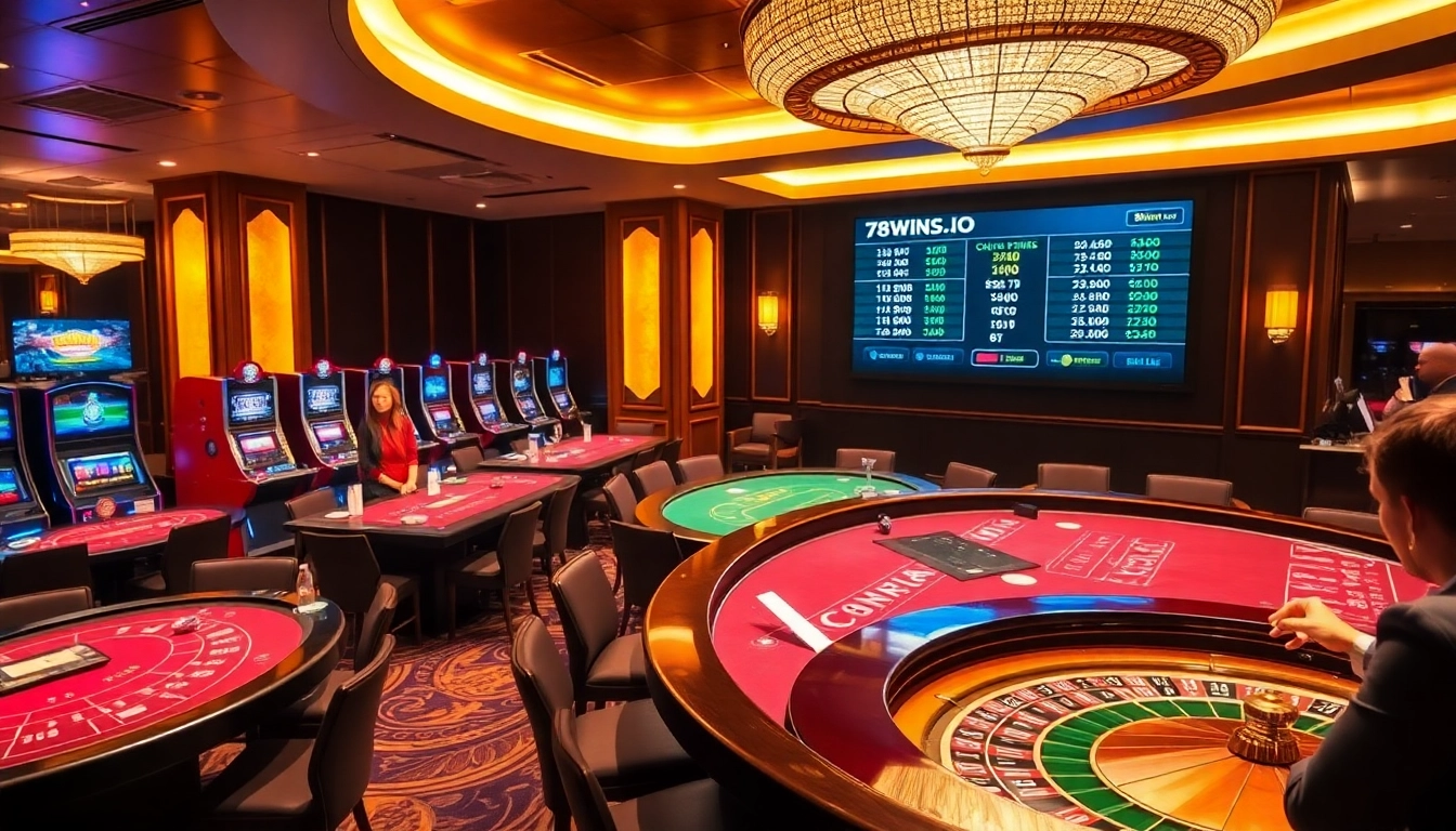 Betting excitement at 78wins.io with luxurious casino tables and thrilling gaming experiences.