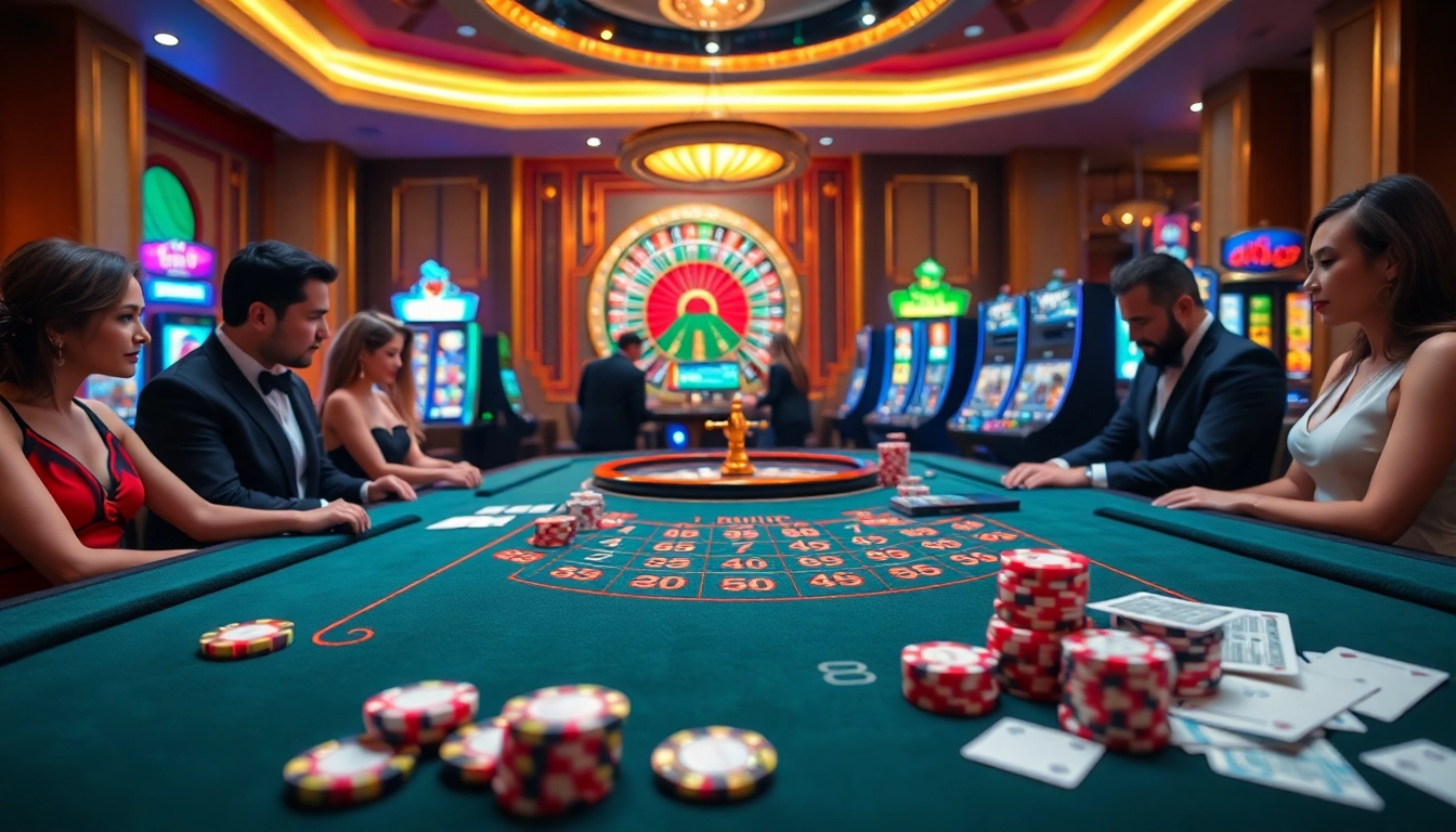 Experience the thrill of ku 88 casino with vibrant tables, chips, and players.