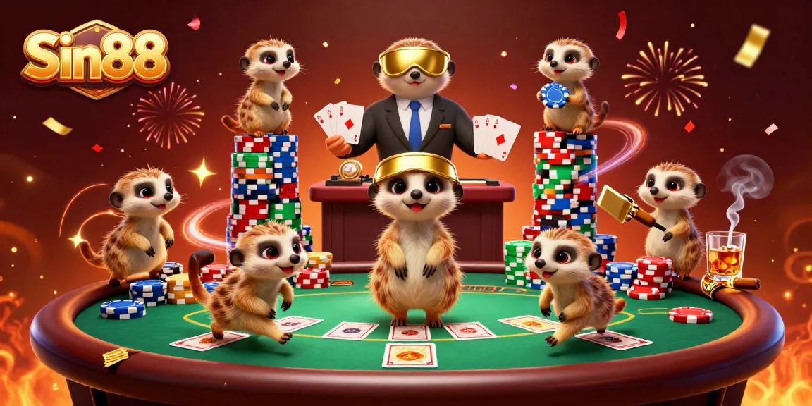 Experience the excitement of Sin88 with a captivating meerkat casino scene showcasing thrilling gameplay.