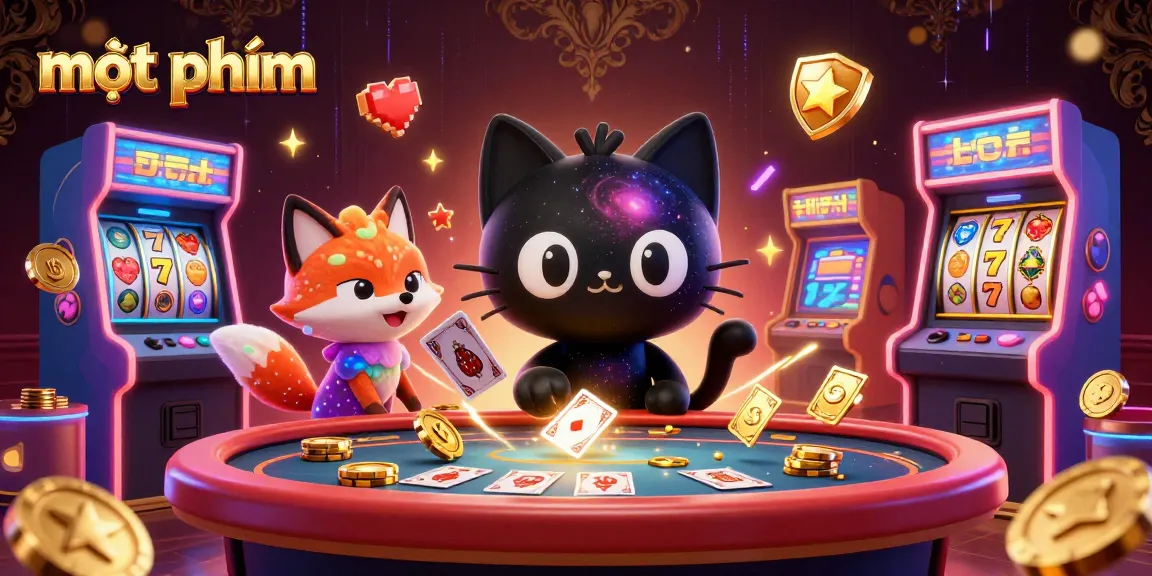 Engage with the vibrant cosmic casino world of mọt phim, featuring a black hole cat and nebula fox at play.