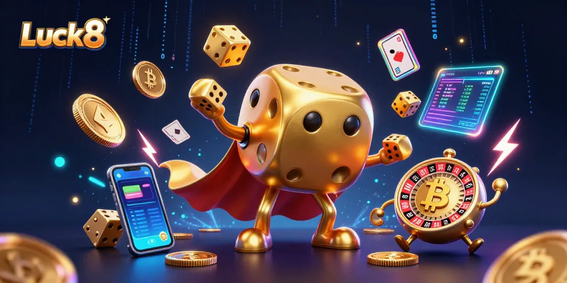 Experience thrilling gameplay at Luck8 with dynamic golden dice and vibrant casino elements.