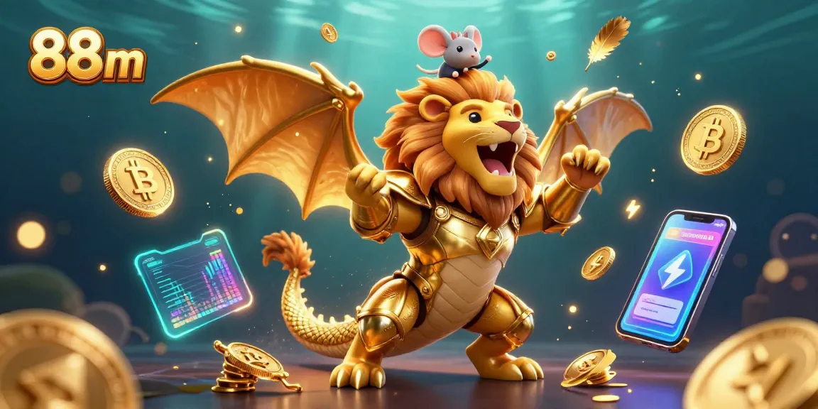 Experience thrilling wins with 88 m, featuring a roaring chimera in a vibrant casino scene.