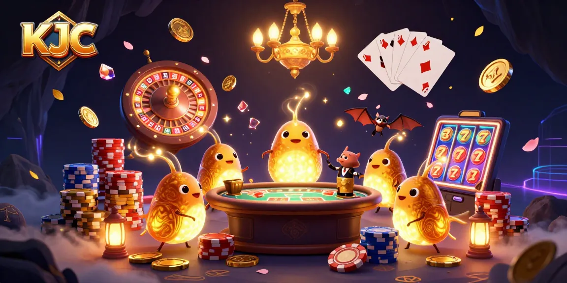 Experience the thrilling world of KJC with vibrant glowworms lighting up a casino scene.