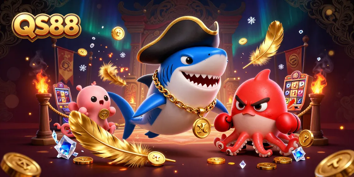 Engage in exciting slots at QS88 with a vibrant pirate theme featuring gold coins and treasure.