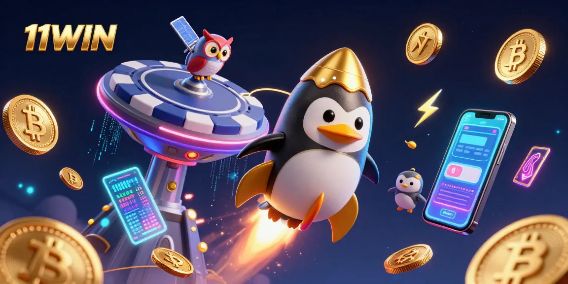 Engage with 11WIN's thrilling casino universe, showcased through a vibrant digital illustration.